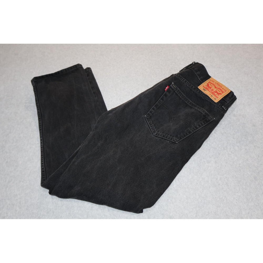 Levi's Strauss & Co. 505 Regular Fit Mens 33x31 Black Denim Straight Leg Jeans